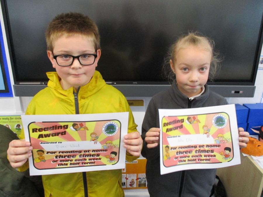Evan and Hollie are the reading winners for this half term. 