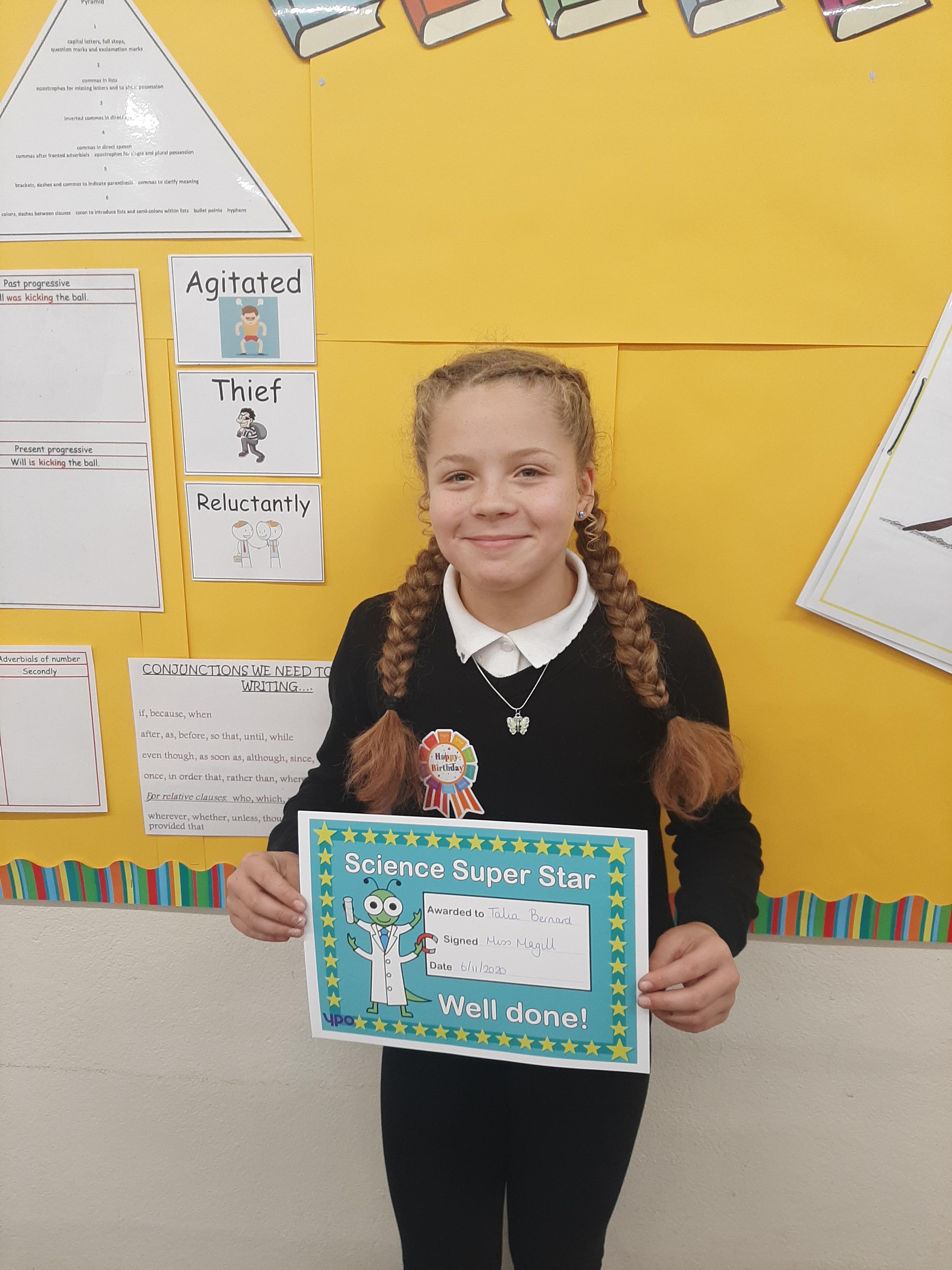 Scientist of the half term- Talia