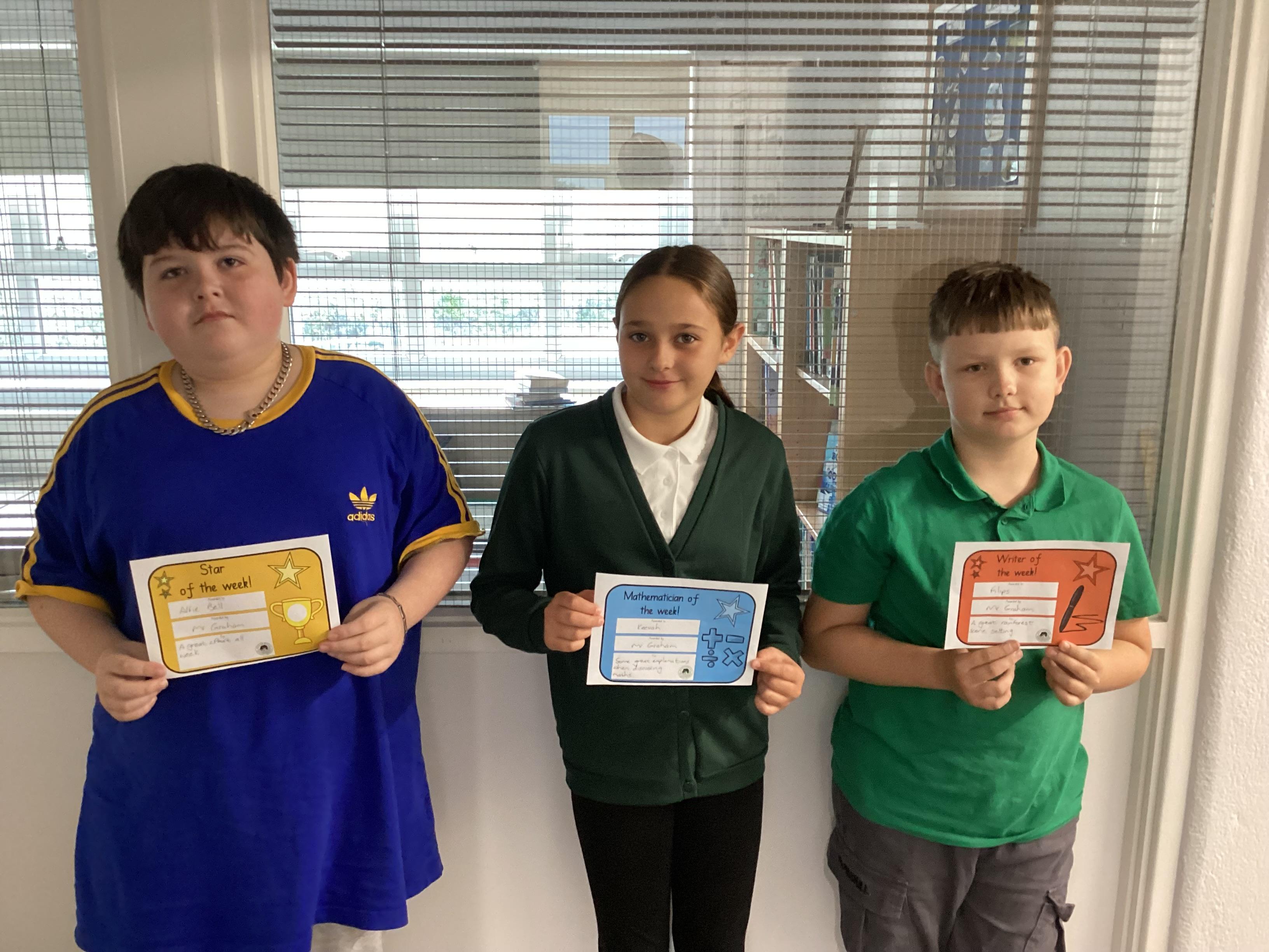 This week's winners. Well done for a great week.