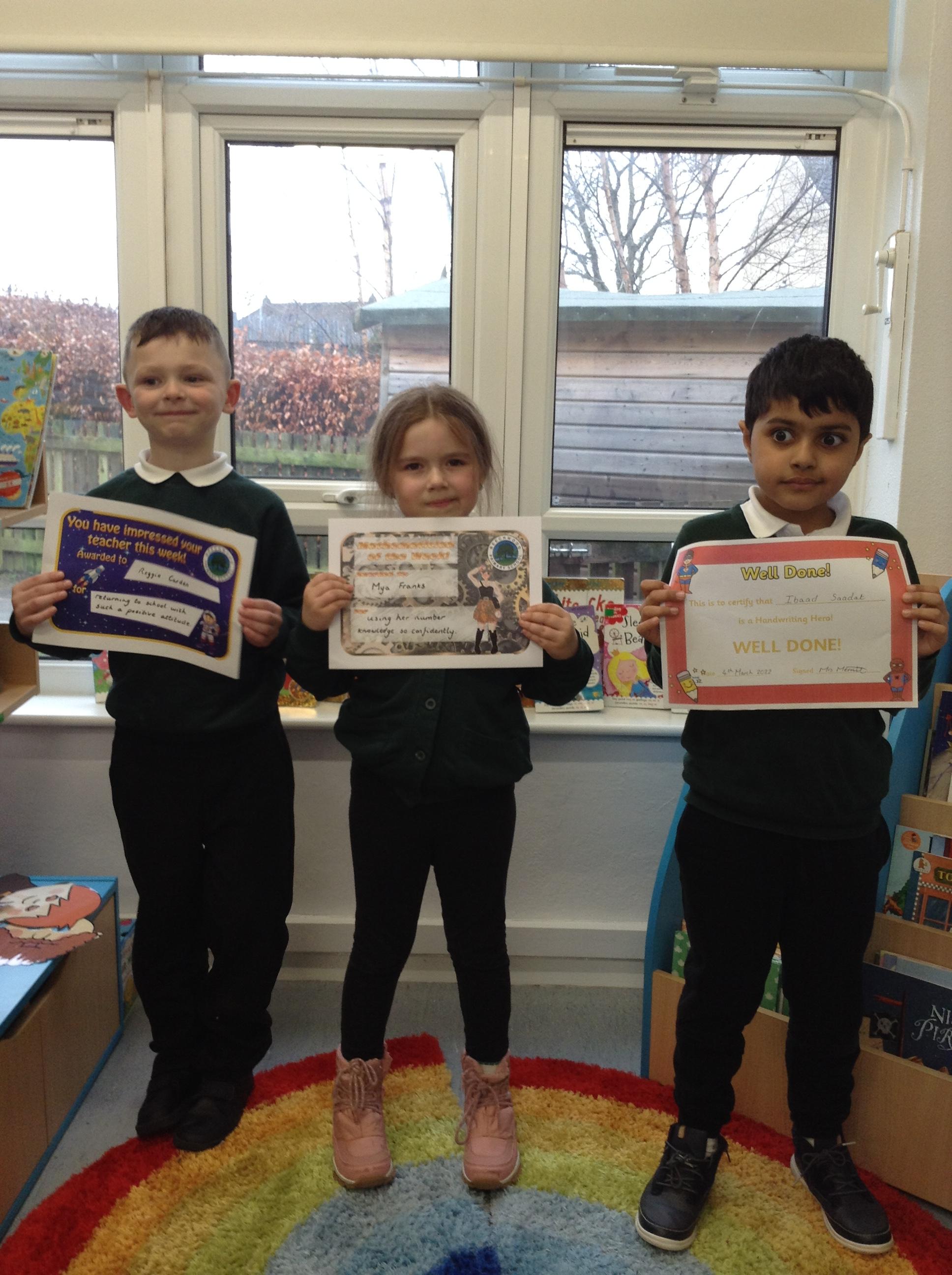 Well done! This week's certificate winners!