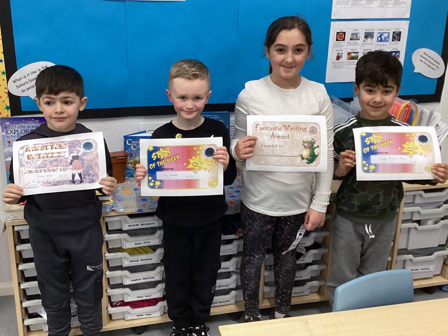 This week's certificates winners were Jessie, Jaeden, Theo B and Charlie. Well done!