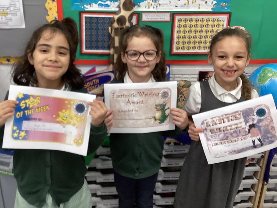 This week's certificate winners are Maya, Miyah and Alayah. Well done!