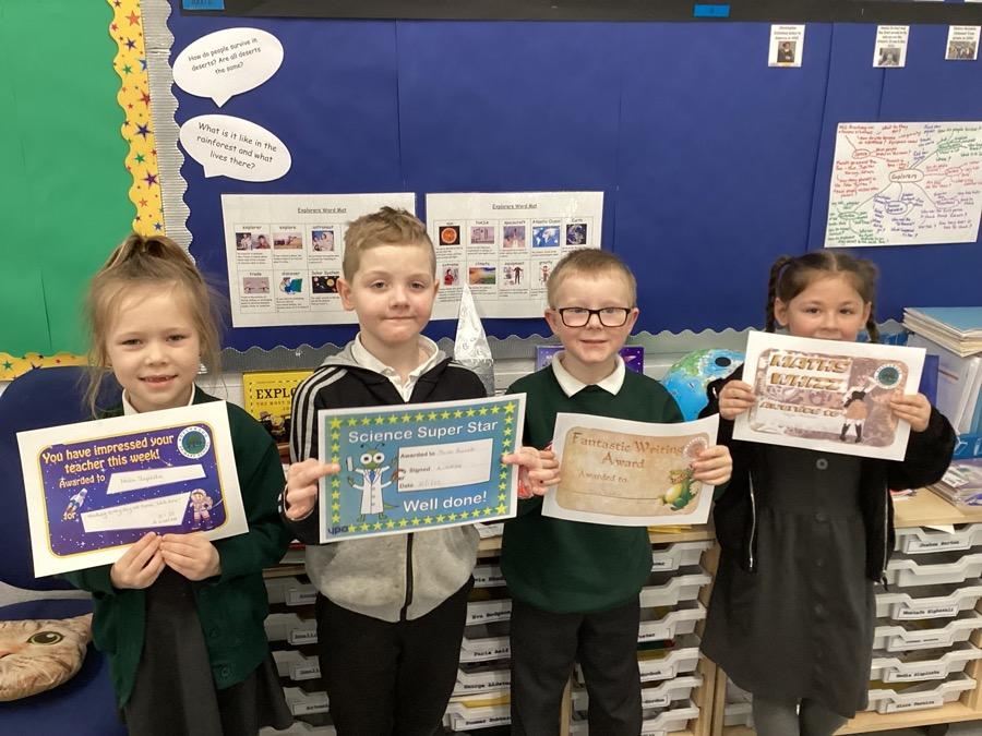 This week's certificate winners were Oliver, Cayla, Jaxon and Nadia. Well done!