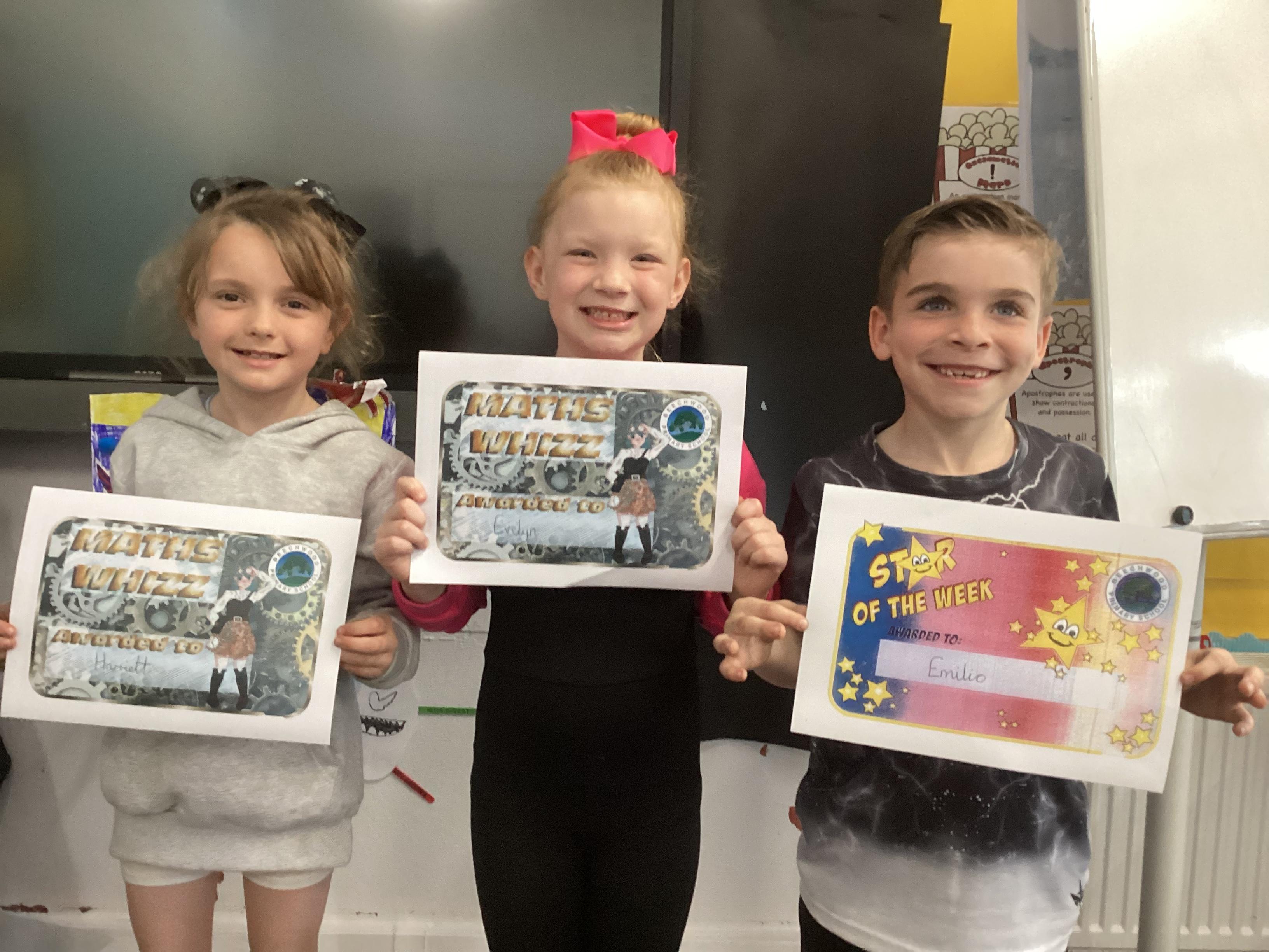 Well done to Harriett, Evelyn and Emilio on your certificates this week!