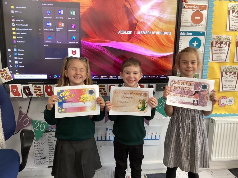 Well done to Paris, Noah and Paulina for this week's certificates.
