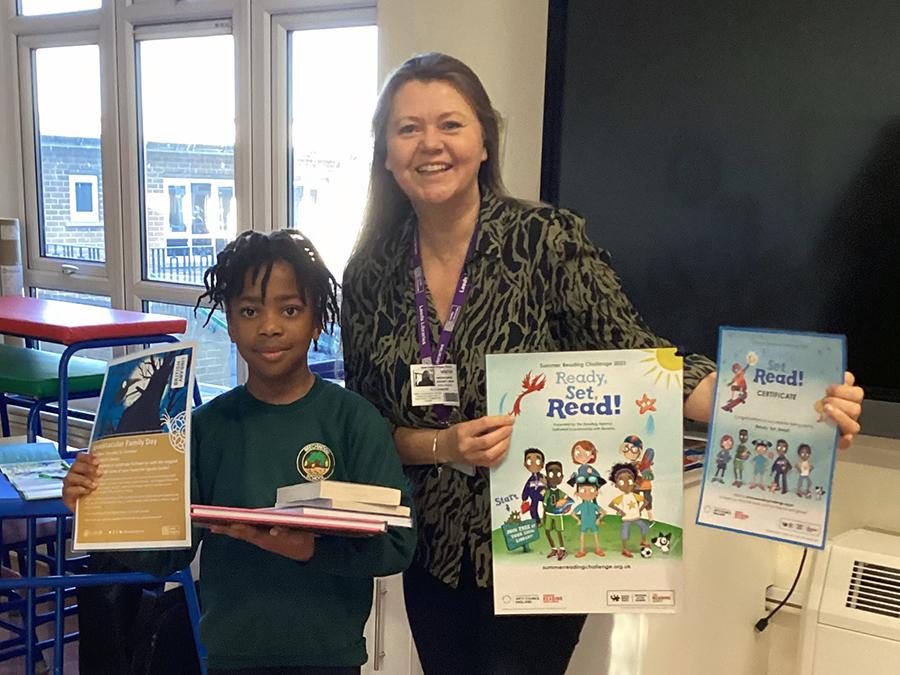 Davida completed the Seacroft Library Summer Reading Challenge and won a prize from Vaness